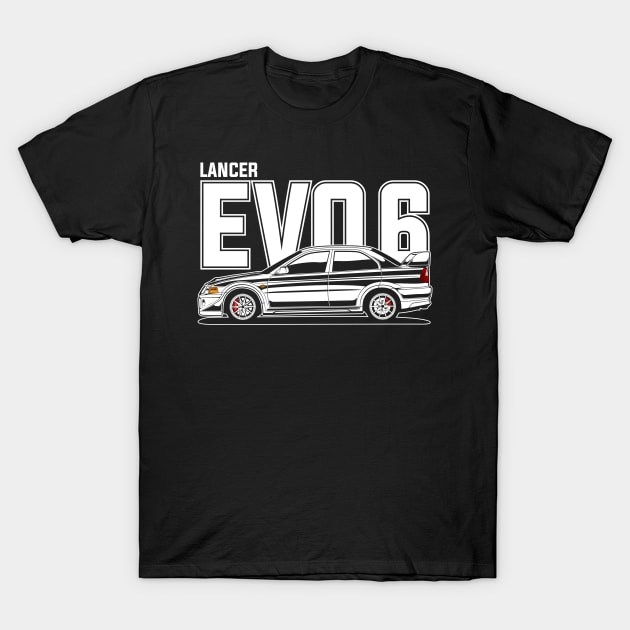 Lancer Evolution VI White Print T-Shirt by CreativeRAS